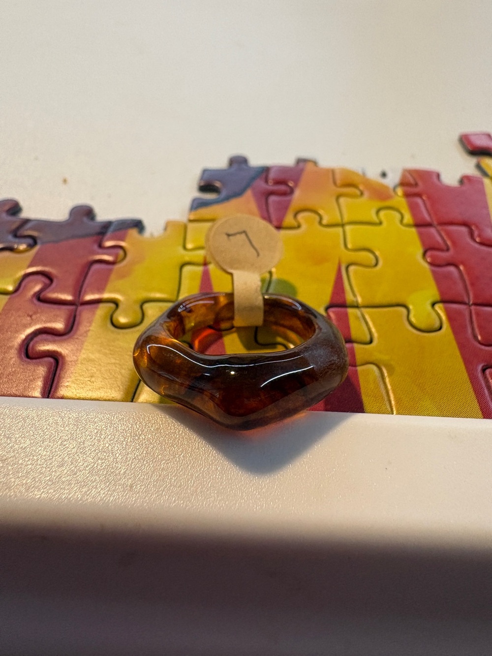 Amber-Tone Resin Ring - Brown
